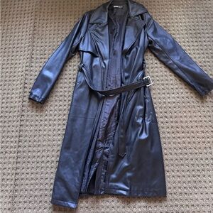 Missguided faux leather trench